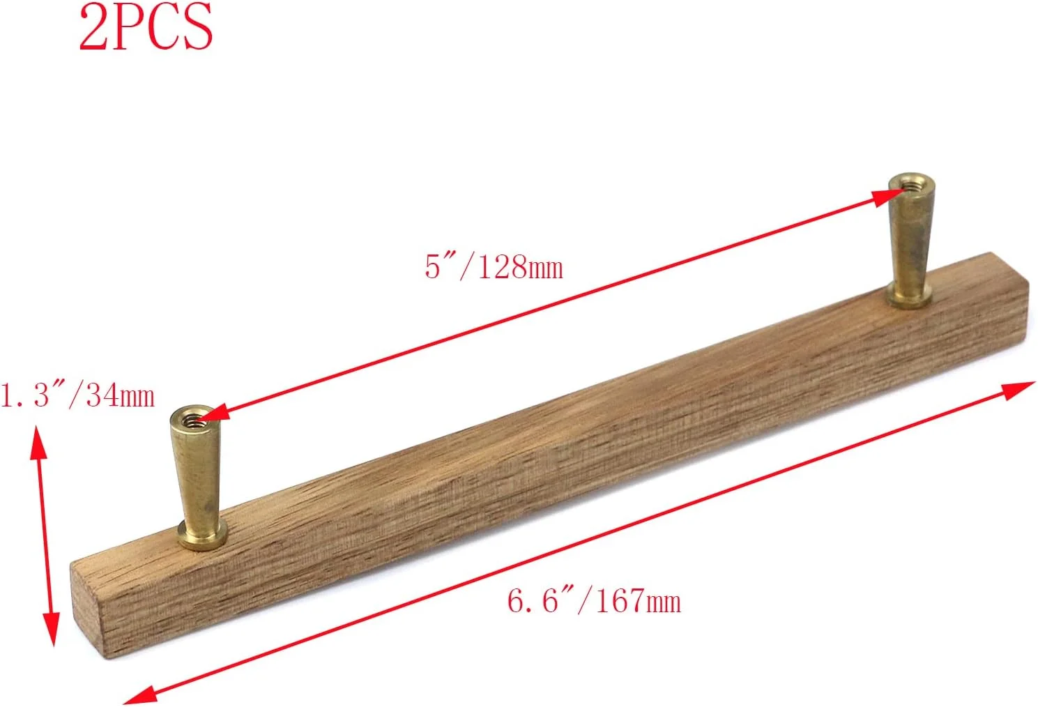 دستگیره چوبی دو عددی Pastlla از جنس چوب گردو با پایه آلومینیومی مشکی، مناسب برای کابینت آشپزخانه، کمد لباس، کشو و دراور (دستگیره مستطیلی، پایه برنجی، فاصله سوراخ 128 میلی متر / 5 اینچ)
