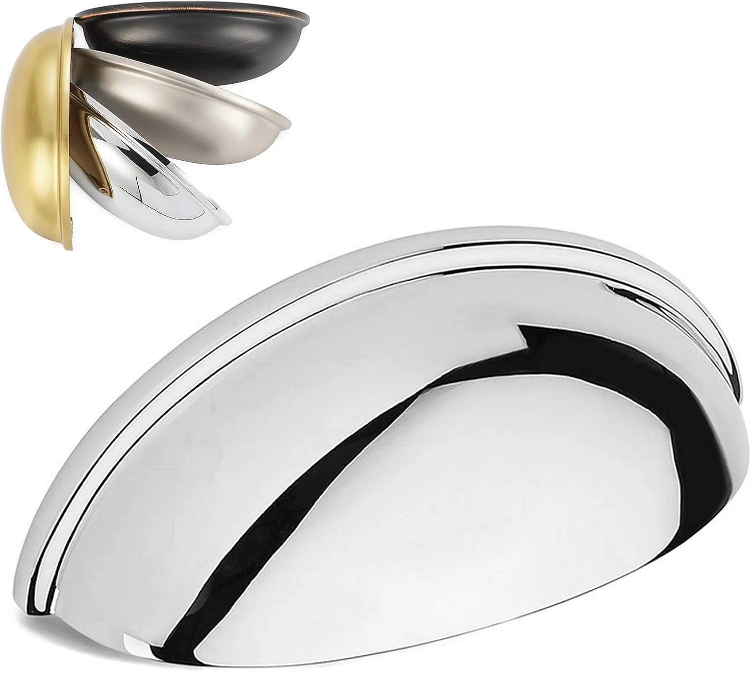 دستگیره کشویی سطل زباله KOOFIZO - دستگیره کابینت کروم براق، فاصله پیچ 76 میلی متر / 3 اینچ (بسته 10 عددی) برای درب مبلمان کمد آشپزخانه، اتاق خواب، کمد لباس، حمام