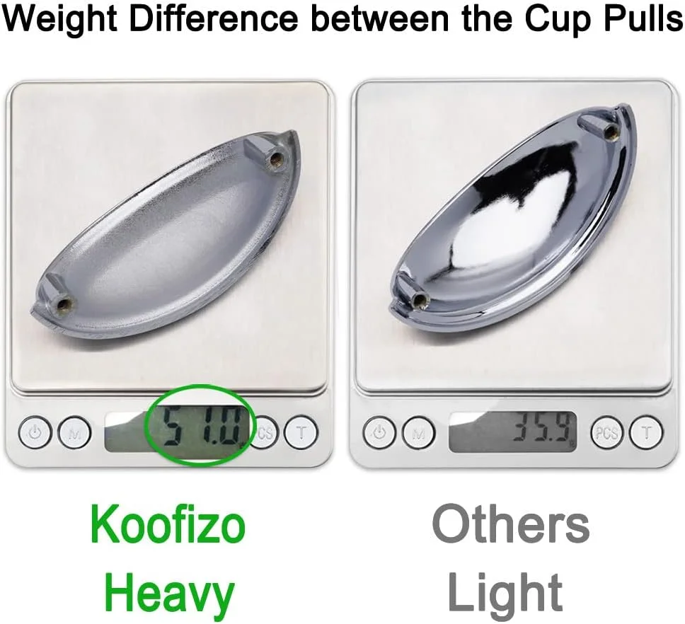 دستگیره کشویی سطل زباله KOOFIZO - دستگیره کابینت کروم براق، فاصله پیچ 76 میلی متر / 3 اینچ (بسته 10 عددی) برای درب مبلمان کمد آشپزخانه، اتاق خواب، کمد لباس، حمام