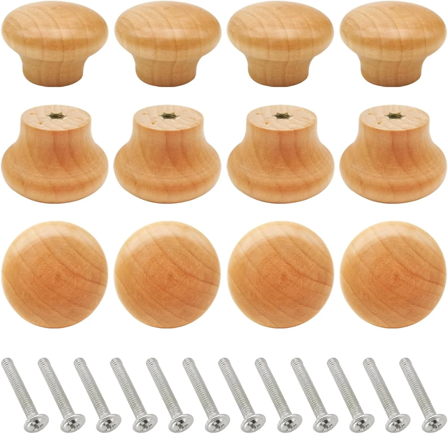 دستگیره چوبی با روکش کاج KNP، مناسب برای کشو، سایز 30 میلی‌متر، 4 عددی، یک راه حل کلاسیک و بادوام برای دستگیره کشو، کابینت، کمد و مبلمان است.