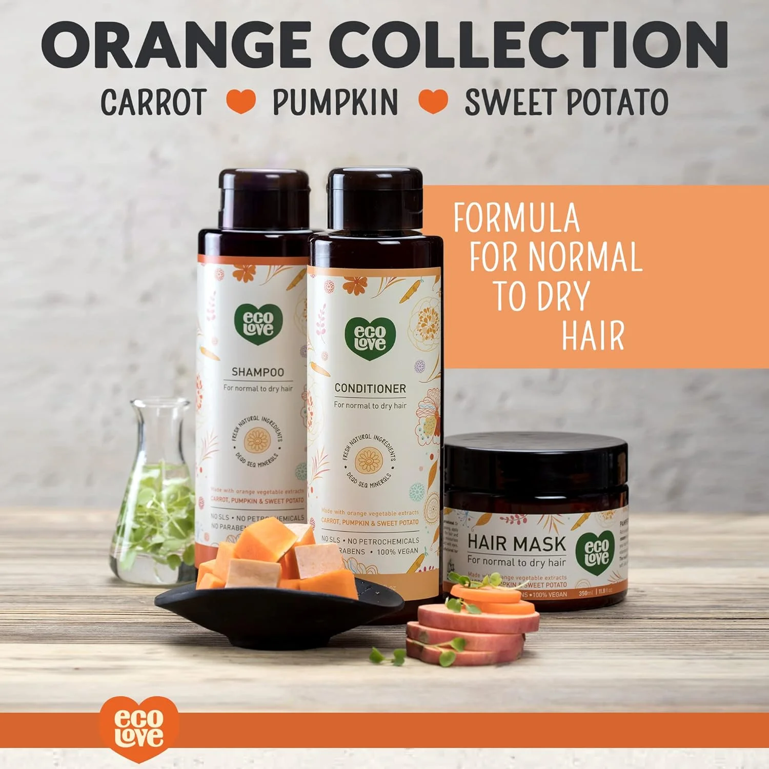 اکو لاو - شامپو طبیعی، بدون سدیم لوریل سولفات، شامپو وگان و بدون تست حیوانی، شامپو خشک طبیعی برای زنان، شامپو ارگانیک هویج و کدو تنبل، بدون SLS یا پارابن، 520 میلی لیتر اکو لاو - شامپو طبیعی، بدون سدیم لوریل سولفات، شامپو وگان و بدون تست حیوانی، شامپو خشک طبیعی برای زنان، شامپو ارگانیک هویج و کدو تنبل، بدون SLS یا پارابن، 520 میلی لیتر