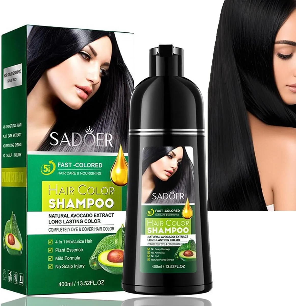 شامپو رنگ موی مشکی Baorder 3 در 1 برای موهای رنگ شده بانوان و آقایان، پوشش موهای سفید، رنگ ماندگار و اثر طبیعی فوری، 400 میلی لیتر شامپو رنگ موی مشکی Baorder 3 در 1 برای موهای رنگ شده بانوان و آقایان، پوشش موهای سفید، رنگ ماندگار و اثر طبیعی فوری، 400 میلی لیتر