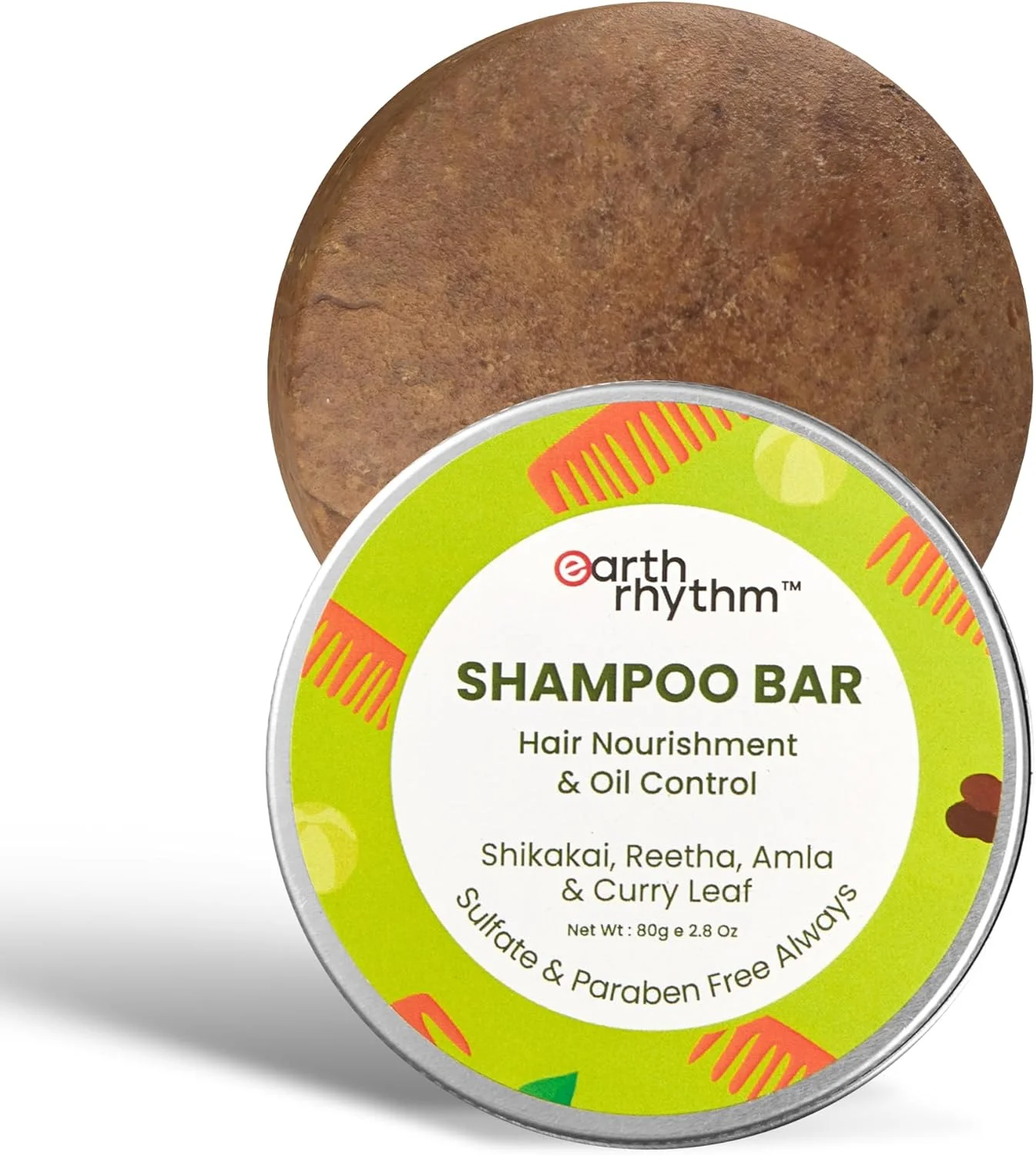 شامپو بار شیکاکای Earth Rhythm برای جلوگیری از ریزش مو | حاوی عصاره های شیکاکای، برگ کاری، ریتا و آملا | مناسب آقایان و بانوان | فاقد سولفات و پارابن (بسته بندی قلع) - 80 گرم شامپو بار شیکاکای Earth Rhythm برای جلوگیری از ریزش مو | حاوی عصاره های شیکاکای، برگ کاری، ریتا و آملا | مناسب آقایان و بانوان | فاقد سولفات و پارابن (بسته بندی قلع) - 80 گرم