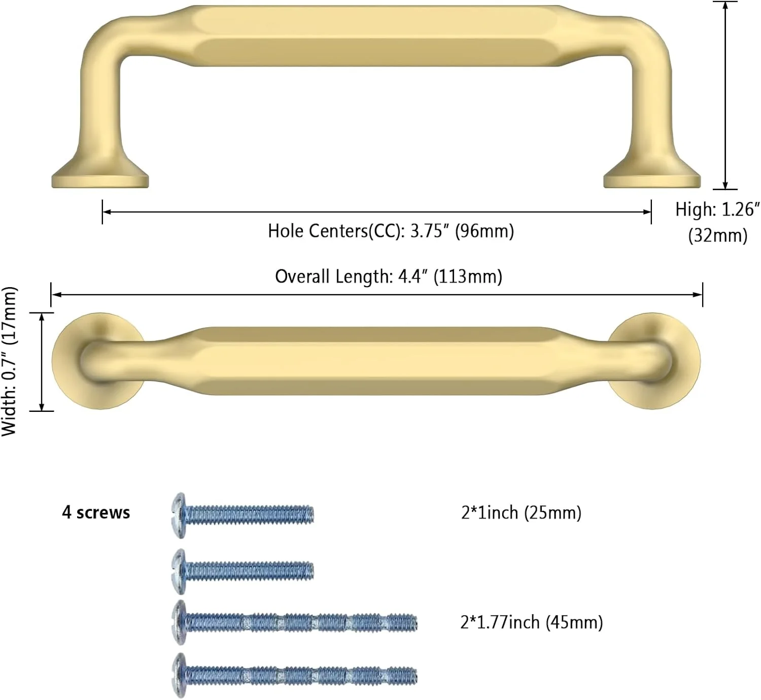 دستگیره کابینت آشپزخانه KNOKLOCK بسته 10 عددی، طلایی مات، سایز 96 میلی متر، مناسب برای کشو، کمد و کابینت