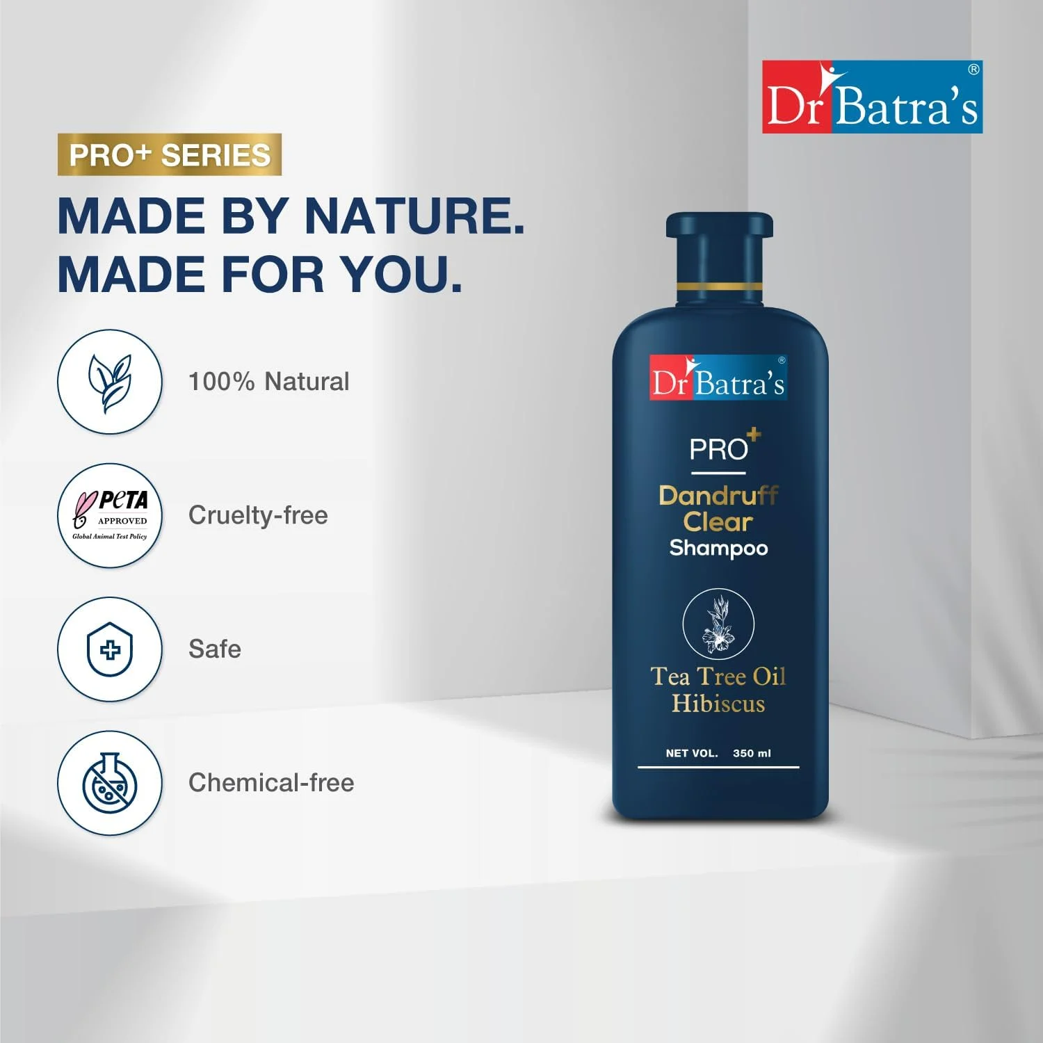 شامپو ضد شوره سر دکتر باترا مدل PRO+، بدون پارابن و سولفات، بهترین محصول ضد شوره برای آقایان و بانوان (350 میلی لیتر، بسته 1 عددی)