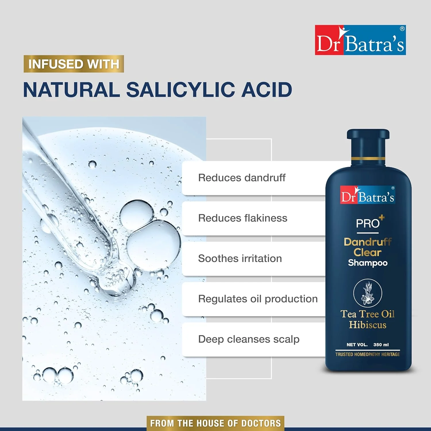 شامپو ضد شوره سر دکتر باترا مدل PRO+، بدون پارابن و سولفات، بهترین محصول ضد شوره برای آقایان و بانوان (350 میلی لیتر، بسته 1 عددی)