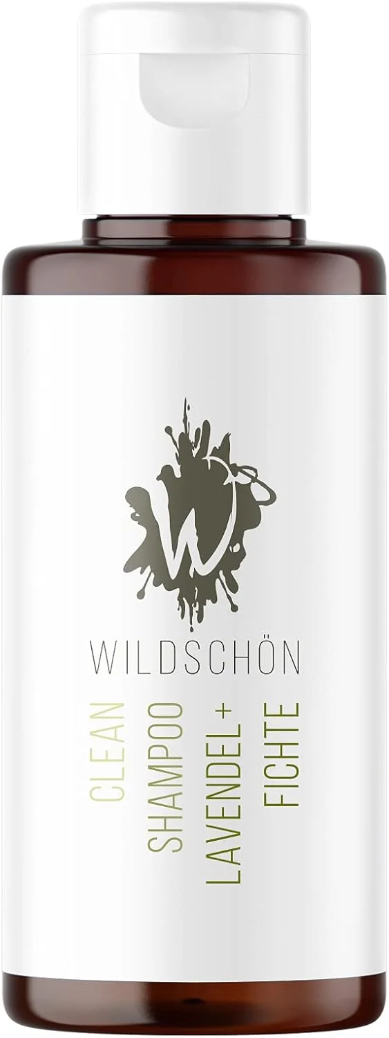 شامپو کنسانتره ارگانیک WILDSCHÖN اسطوخودوس + صنوبر - شامپو طبیعی برای موهای معمولی و چرب - 150 میلی لیتر (1.5 لیتر شامپو میدهد) - وگان، بدون سیلیکون، بدون پارابن، کاهش پلاستیک - به همراه اپلیکاتور رایگان
