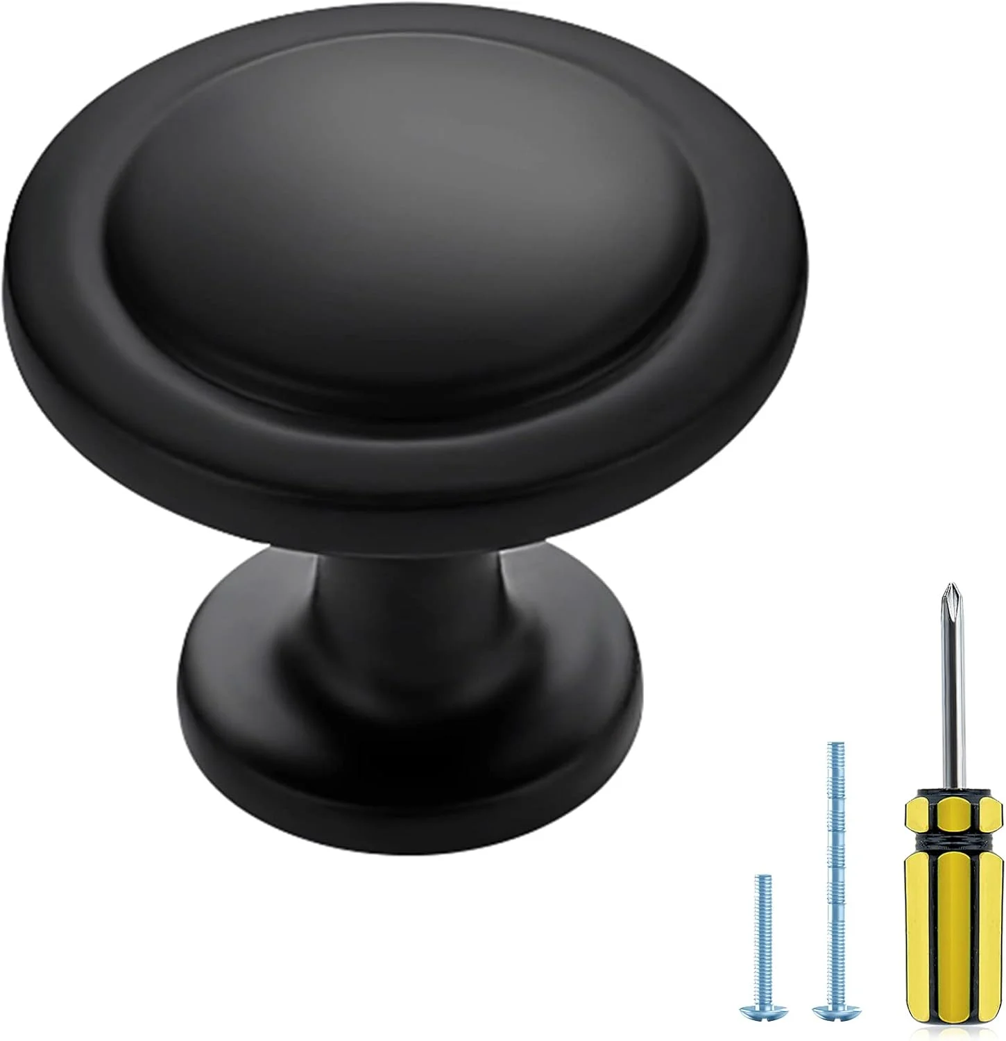 دستگیره کابینت آشپزخانه JOY DECOR، بسته 20 عددی، دستگیره های جامد کشو، دستگیره کمد، 1-1/4 اینچ، سخت افزار مشکی مات برای کشوهای کمد