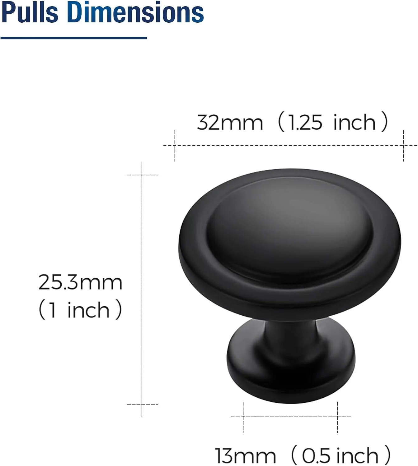 دستگیره کابینت آشپزخانه JOY DECOR، بسته 20 عددی، دستگیره های جامد کشو، دستگیره کمد، 1-1/4 اینچ، سخت افزار مشکی مات برای کشوهای کمد