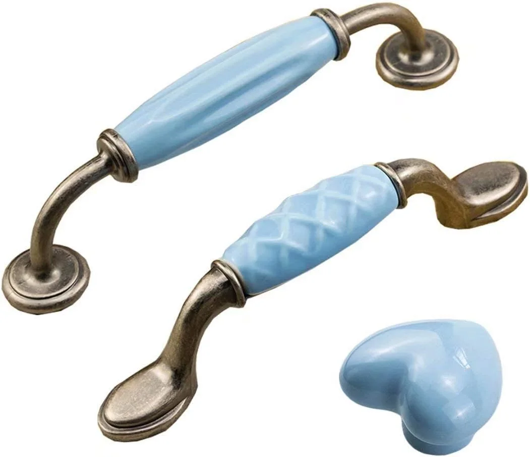 دستگیره درب کابینت آشپزخانه آلیاژ روی سرامیک آبی دستگیره کشو/درب کابینت 10 عددی