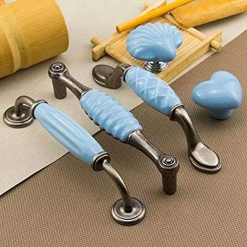 دستگیره درب کابینت آشپزخانه آلیاژ روی سرامیک آبی دستگیره کشو/درب کابینت 10 عددی