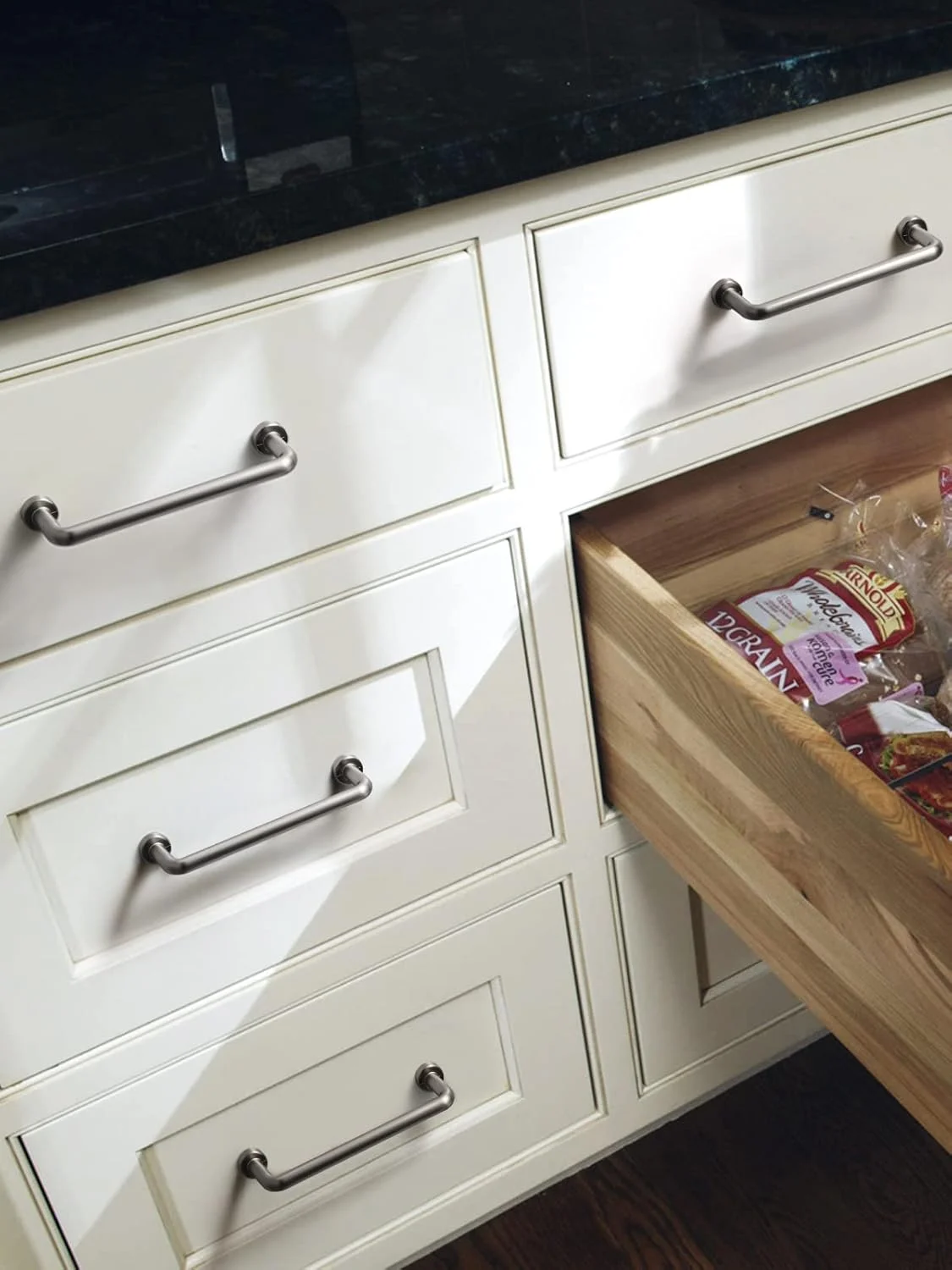 دستگیره کابینت نیکل برس خورده JIASENBAO، مرکز سوراخ 96 میلی‌متر، دستگیره میله‌ای کشو آشپزخانه کمد نقره‌ای تزئینی کلاسیک، آلیاژ روی، بسته 5 عددی