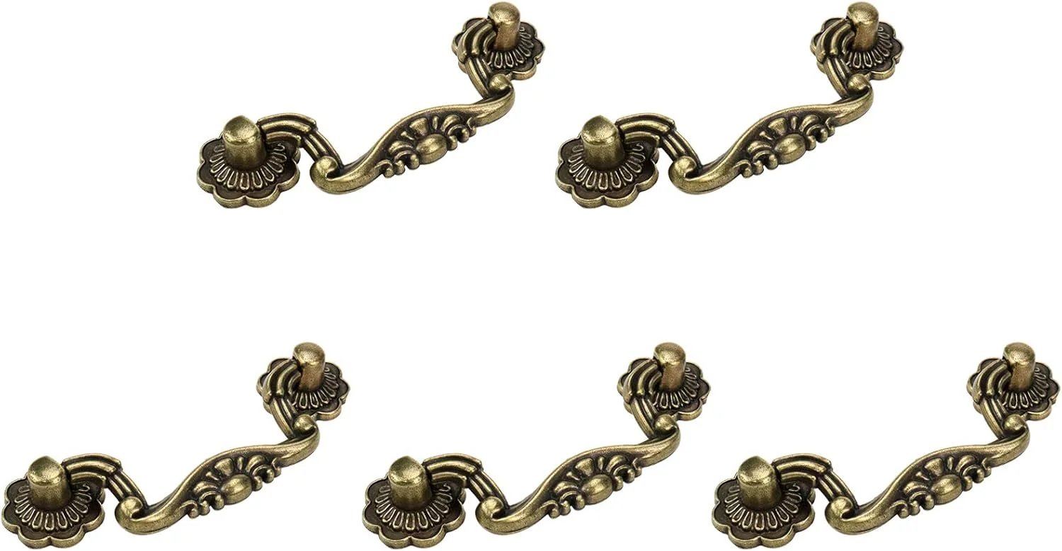 دستگیره کابینت Mcrdy، آلیاژ روی، برنز قدیمی، دستگیره کشو، دستگیره کمد لباس آشپزخانه، 5 عدد، فاصله سوراخ نصب 3 اینچ