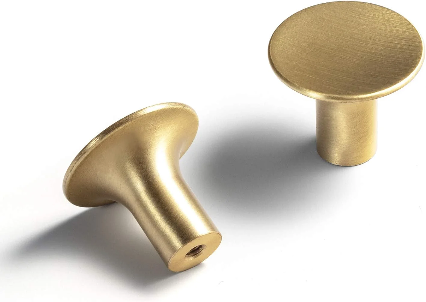 دستگیره کابینت لوکس برنجی مات Goo-Ki، بسته 6 عددی، قطر 2.7 سانتی متر، ساخته شده از برنج خالص