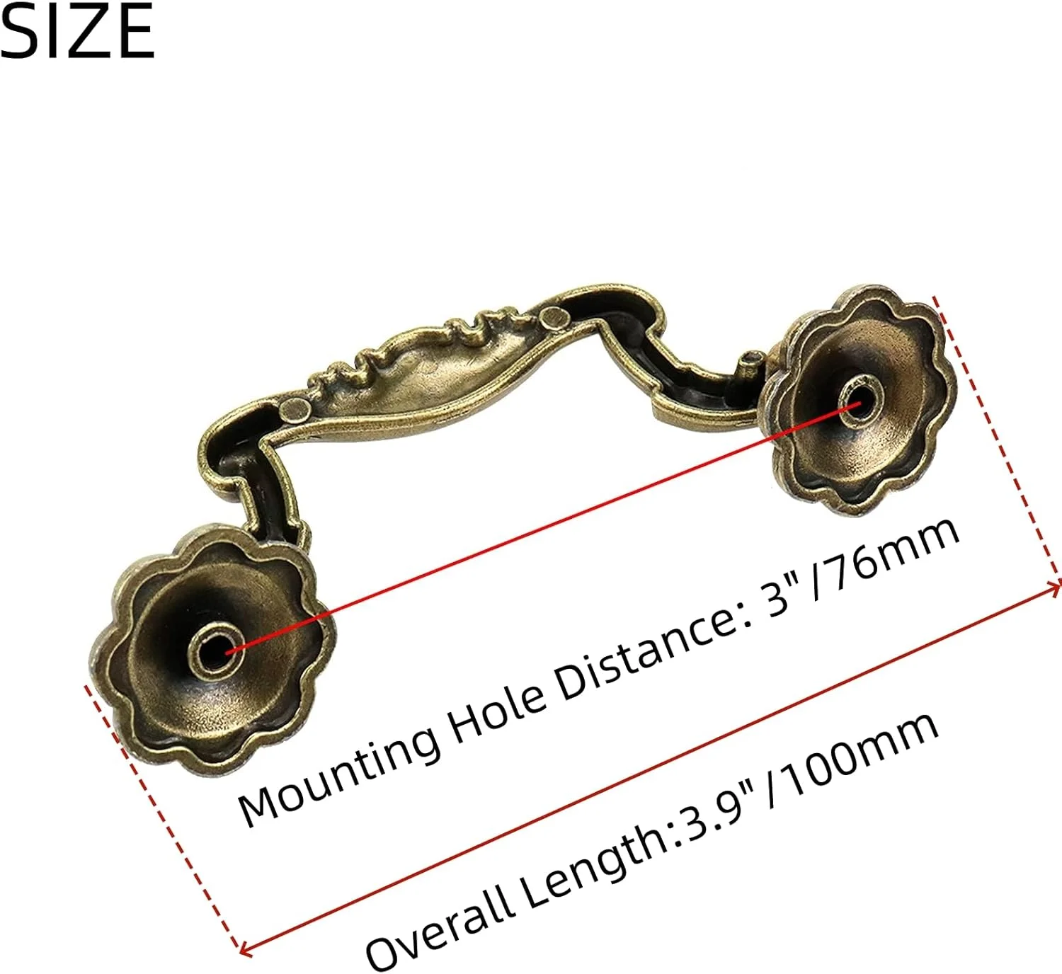 دستگیره کابینت Mcrdy، آلیاژ روی، برنز قدیمی، دستگیره کشو، دستگیره کمد لباس آشپزخانه، 5 عدد، فاصله سوراخ نصب 3 اینچ