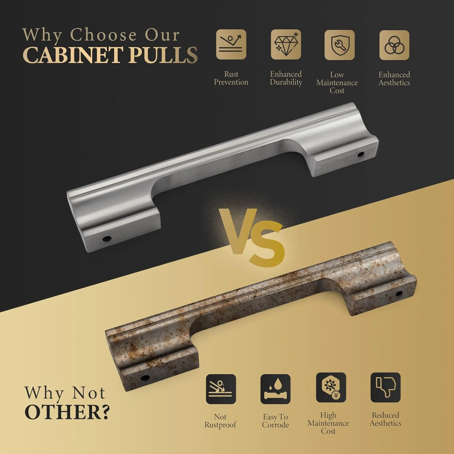 دستگیره کابینت هالیوو، مرکز سوراخ 5 اینچی، بسته 10 عددی، دستگیره های کابینت نیکل برس خورده، سخت افزار مدرن آلومینیومی برای کمد، کشو، کابینت