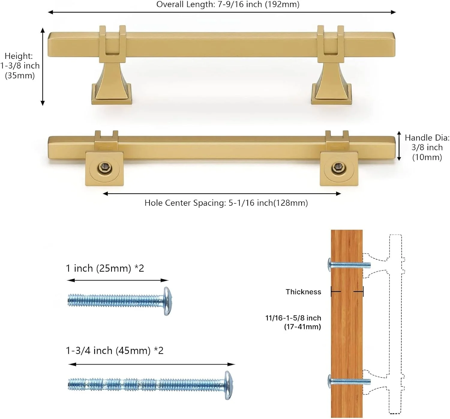 دستگیره کابینت طلایی Haliwu، بسته 10 عددی، دستگیره های آشپزخانه برنجی خش دار 5 اینچی، سخت افزار کشوهای کمد مربعی