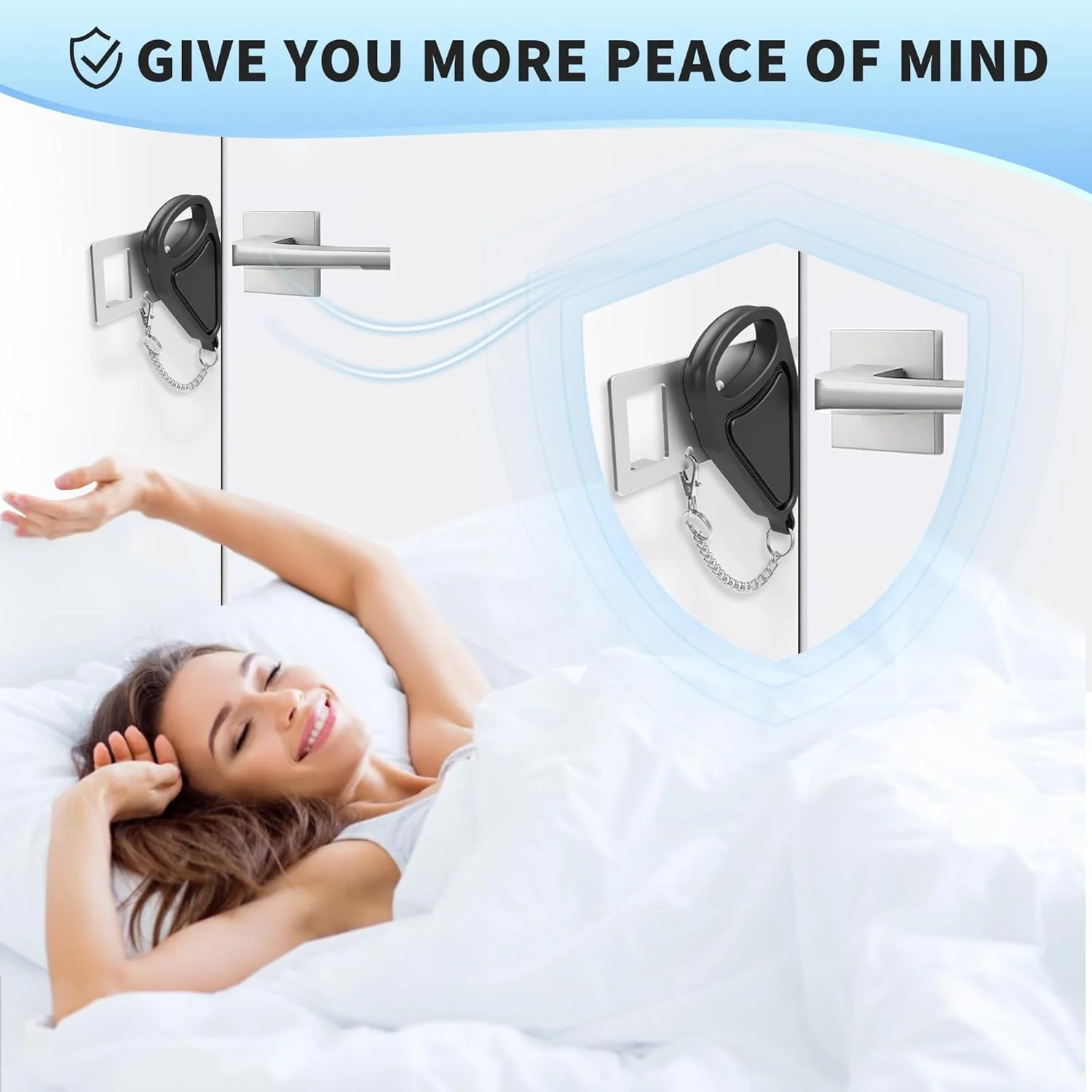 قفل درب قابل حمل ZGD ZGD، قفل درب هتل تک عددی برای قفل امنیتی درب آپارتمان، Airbnb، قفل خوابگاه دانشجویی، هتل، مدرسه - قفل ایمنی اضافی خانه برای درب ورودی (مشکی)