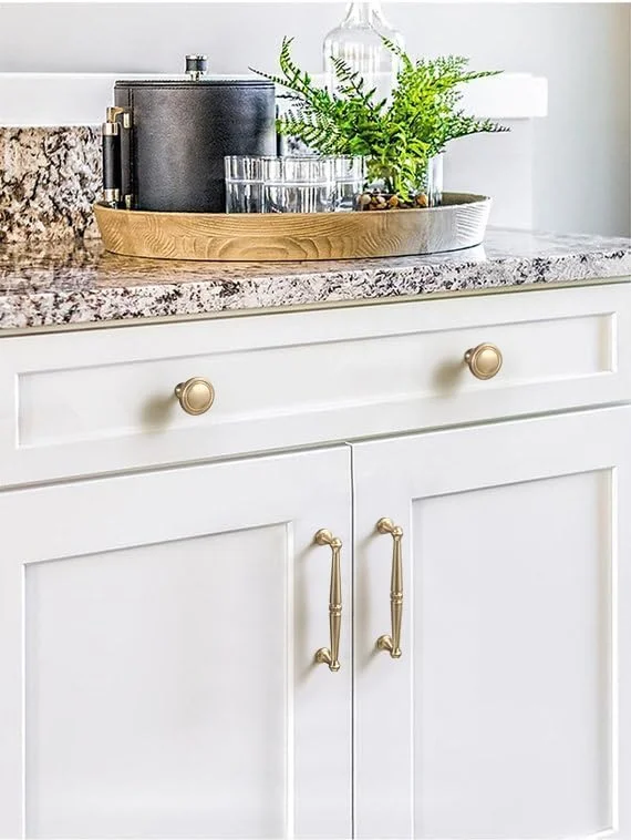 دستگیره کابینت شامپاینی برنزی Goo-Ki، بسته 6 عددی، 192 میلی‌متر، دستگیره میله‌ای آلیاژ روی جامد، سخت افزار آشپزخانه برای کمد، کشو، کابینت، مبلمان، مدل 066-192UBR