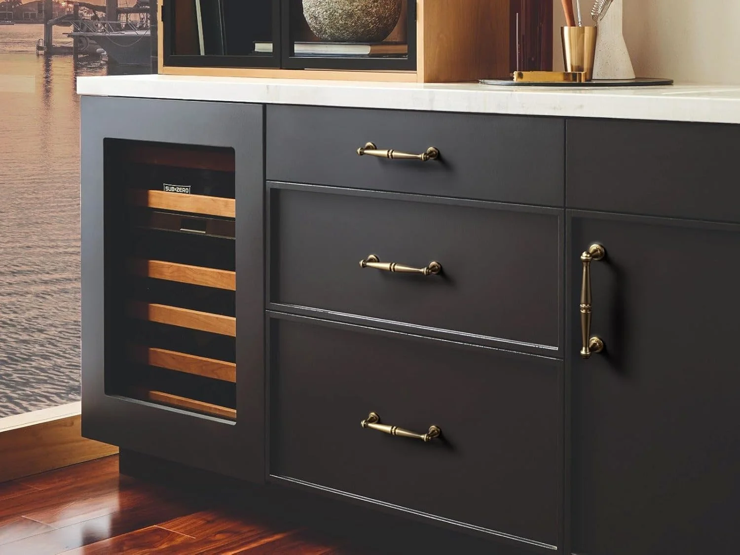 دستگیره کابینت شامپاینی برنزی Goo-Ki، بسته 6 عددی، 192 میلی‌متر، دستگیره میله‌ای آلیاژ روی جامد، سخت افزار آشپزخانه برای کمد، کشو، کابینت، مبلمان، مدل 066-192UBR