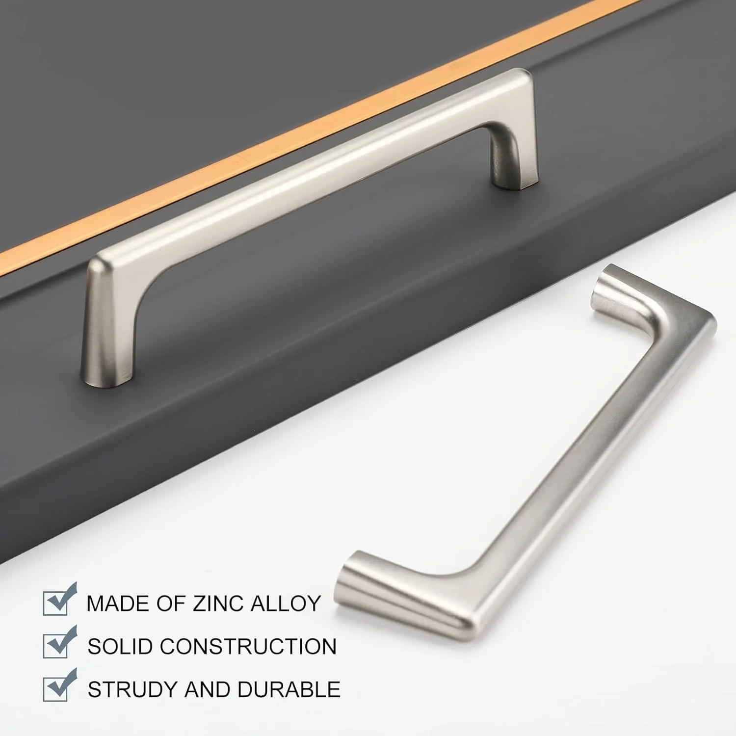 گلدن وارم، بسته 5 عددی دستگیره کابینت 7.6 سانتی متری، روکش نیکل مات، مناسب برای سخت افزار آشپزخانه، دستگیره های کشو از جنس آلیاژ روی