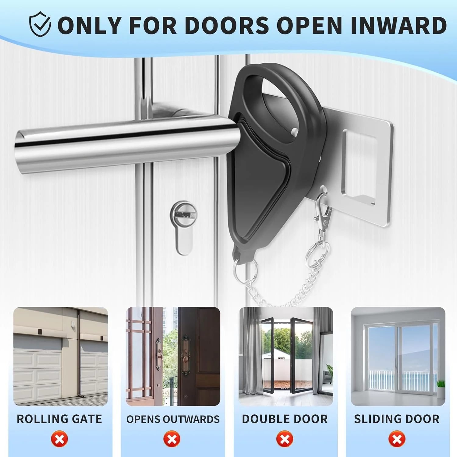 قفل درب قابل حمل ZGD ZGD، قفل درب هتل تک عددی برای قفل امنیتی درب آپارتمان، Airbnb، قفل خوابگاه دانشجویی، هتل، مدرسه - قفل ایمنی اضافی خانه برای درب ورودی (مشکی)