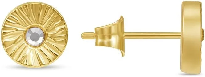 گوشواره های میخی دیسکی کریستالی طلایی پلیس مدل آیریس زنانه گوشواره های میخی دیسکی کریستالی طلایی پلیس مدل آیریس زنانه