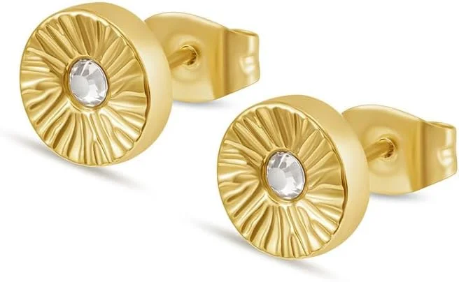 گوشواره های میخی دیسکی کریستالی طلایی پلیس مدل آیریس زنانه گوشواره های میخی دیسکی کریستالی طلایی پلیس مدل آیریس زنانه