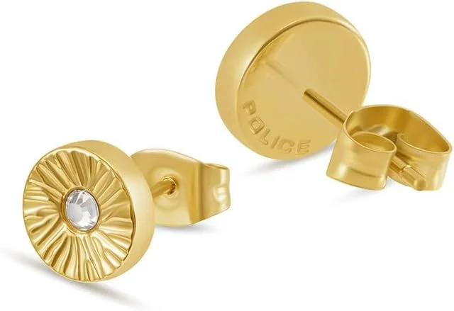 گوشواره های میخی دیسکی کریستالی طلایی پلیس مدل آیریس زنانه گوشواره های میخی دیسکی کریستالی طلایی پلیس مدل آیریس زنانه