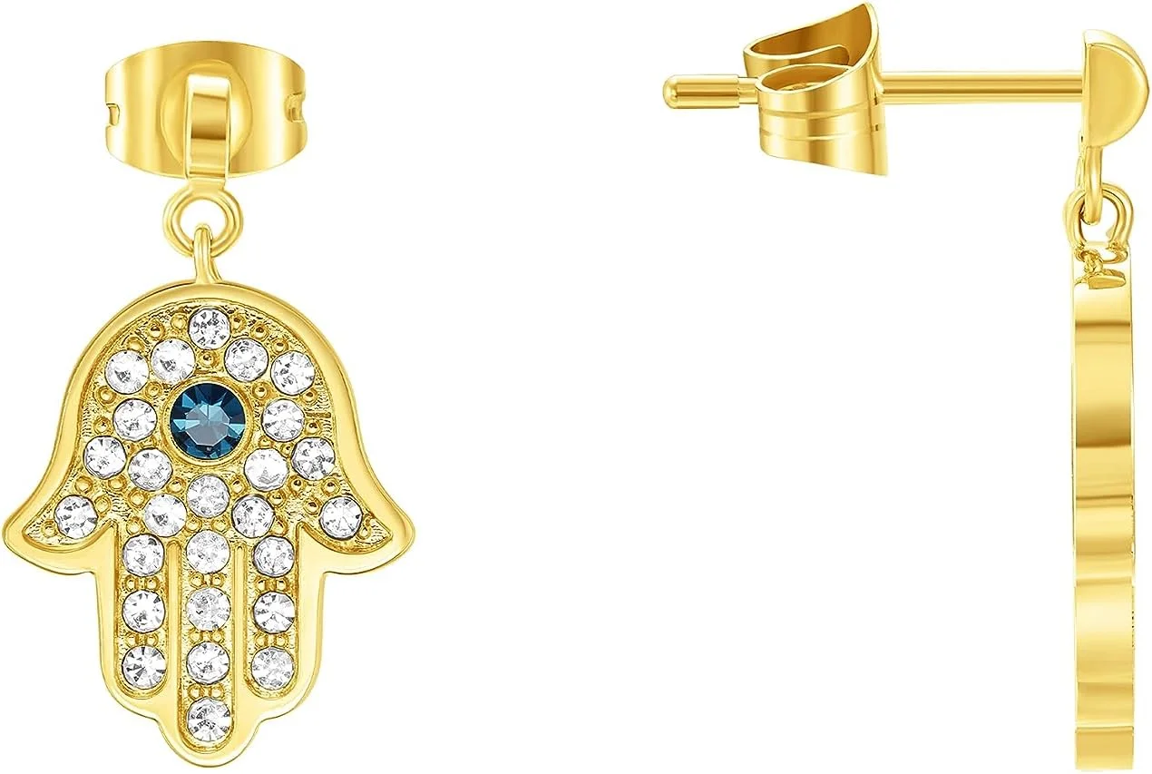 گوشواره زنانه پلیس ویژن با روکش طلا و کریستال سفید و آبی 15x13 میلی متر - PEJLE0003901 گوشواره زنانه پلیس ویژن با روکش طلا و کریستال سفید و آبی 15x13 میلی متر - PEJLE0003901