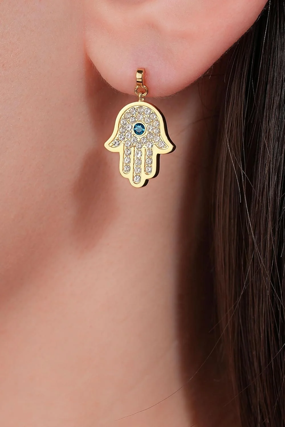 گوشواره زنانه پلیس ویژن با روکش طلا و کریستال سفید و آبی 15x13 میلی متر - PEJLE0003901 گوشواره زنانه پلیس ویژن با روکش طلا و کریستال سفید و آبی 15x13 میلی متر - PEJLE0003901