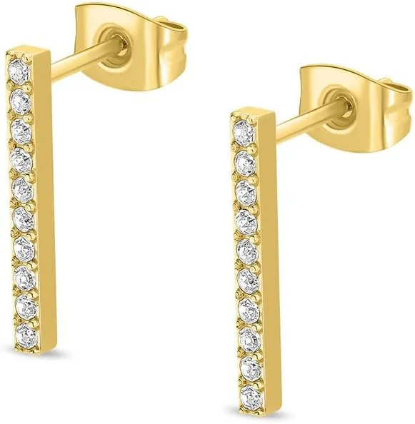 گوشواره های آبکاری طلای Police مدل Medellin - طراحی شیک و آویز مستقیم با کریستال های درخشان گوشواره های آبکاری طلای Police مدل Medellin - طراحی شیک و آویز مستقیم با کریستال های درخشان