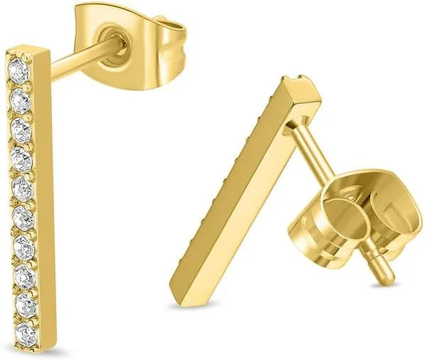 گوشواره های آبکاری طلای Police مدل Medellin - طراحی شیک و آویز مستقیم با کریستال های درخشان گوشواره های آبکاری طلای Police مدل Medellin - طراحی شیک و آویز مستقیم با کریستال های درخشان