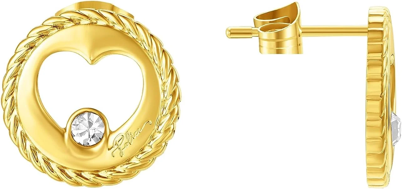 گوشواره زنانه پلیس مدل Amour با روکش طلا و کریستال، 15 میلی متر - PEJLE0002901 گوشواره زنانه پلیس مدل Amour با روکش طلا و کریستال، 15 میلی متر - PEJLE0002901