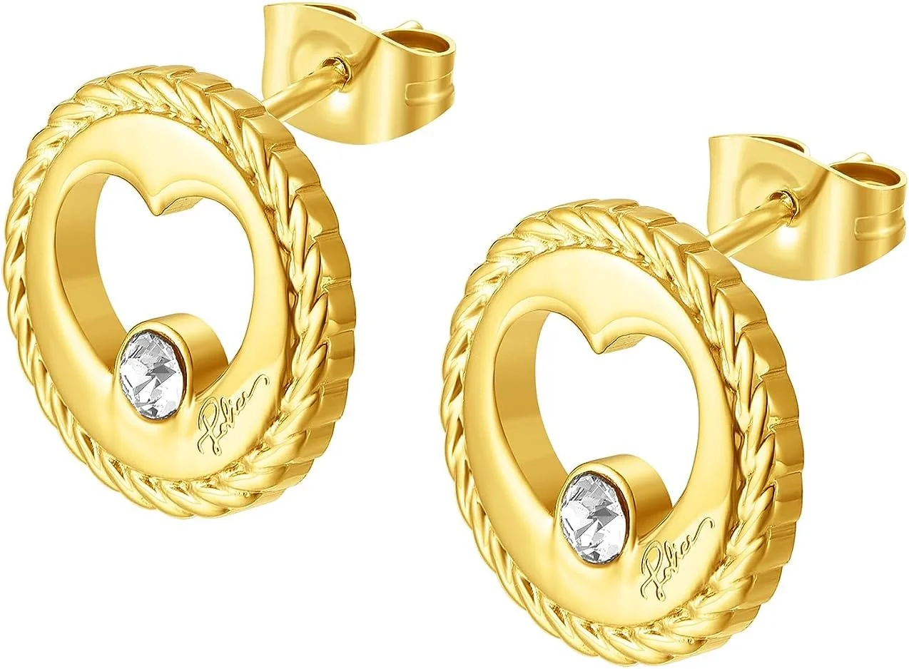 گوشواره زنانه پلیس مدل Amour با روکش طلا و کریستال، 15 میلی متر - PEJLE0002901 گوشواره زنانه پلیس مدل Amour با روکش طلا و کریستال، 15 میلی متر - PEJLE0002901