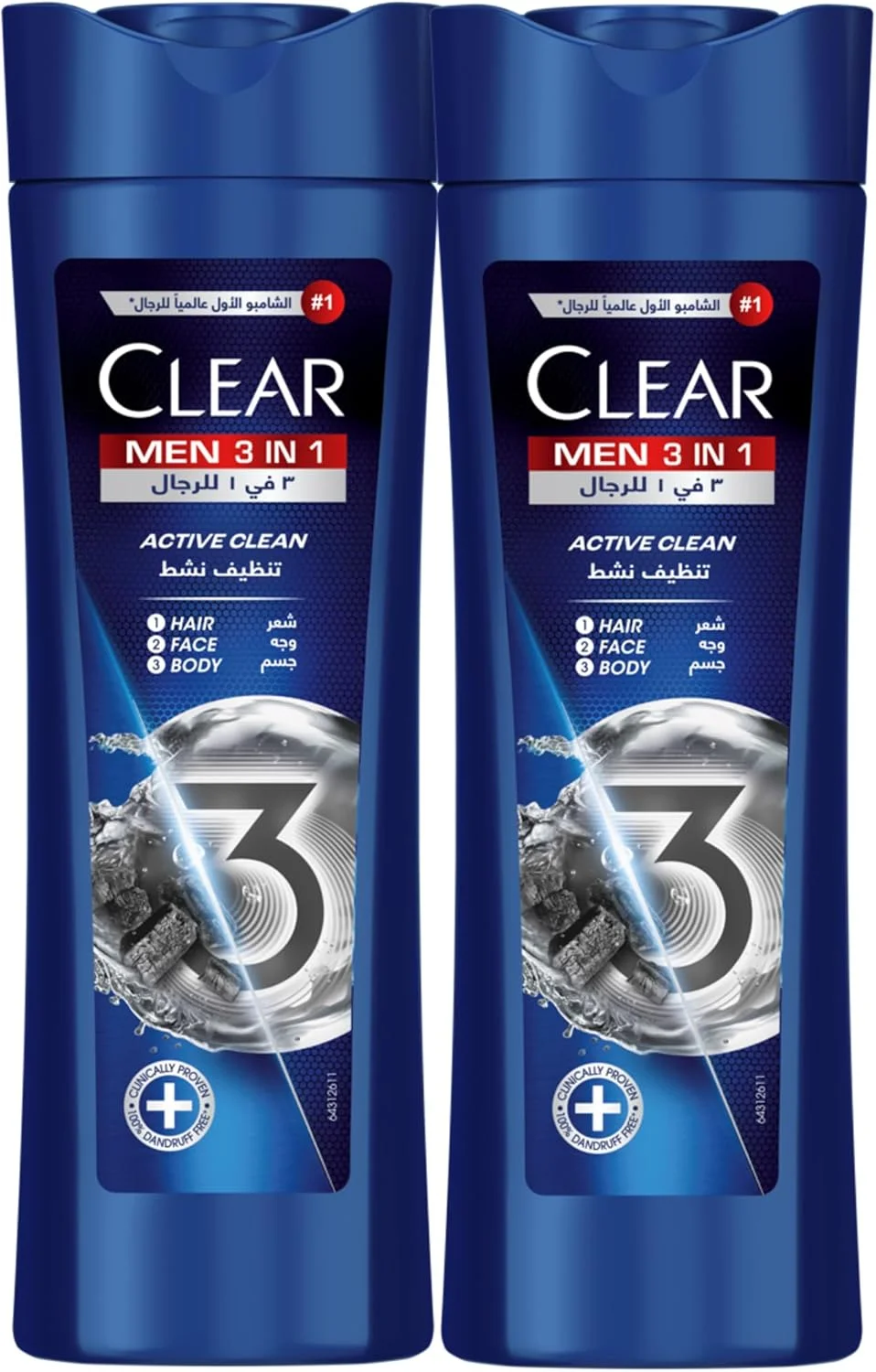 شامپو سر، صورت و بدن 3 در 1 مردانه Clear مدل Complete Care حاوی زغال فعال برای موهایی بدون شوره و پوستی مرطوب، بسته 2 عددی 400 میلی لیتری، سفید شامپو سر، صورت و بدن 3 در 1 مردانه Clear مدل Complete Care حاوی زغال فعال برای موهایی بدون شوره و پوستی مرطوب، بسته 2 عددی 400 میلی لیتری، سفید