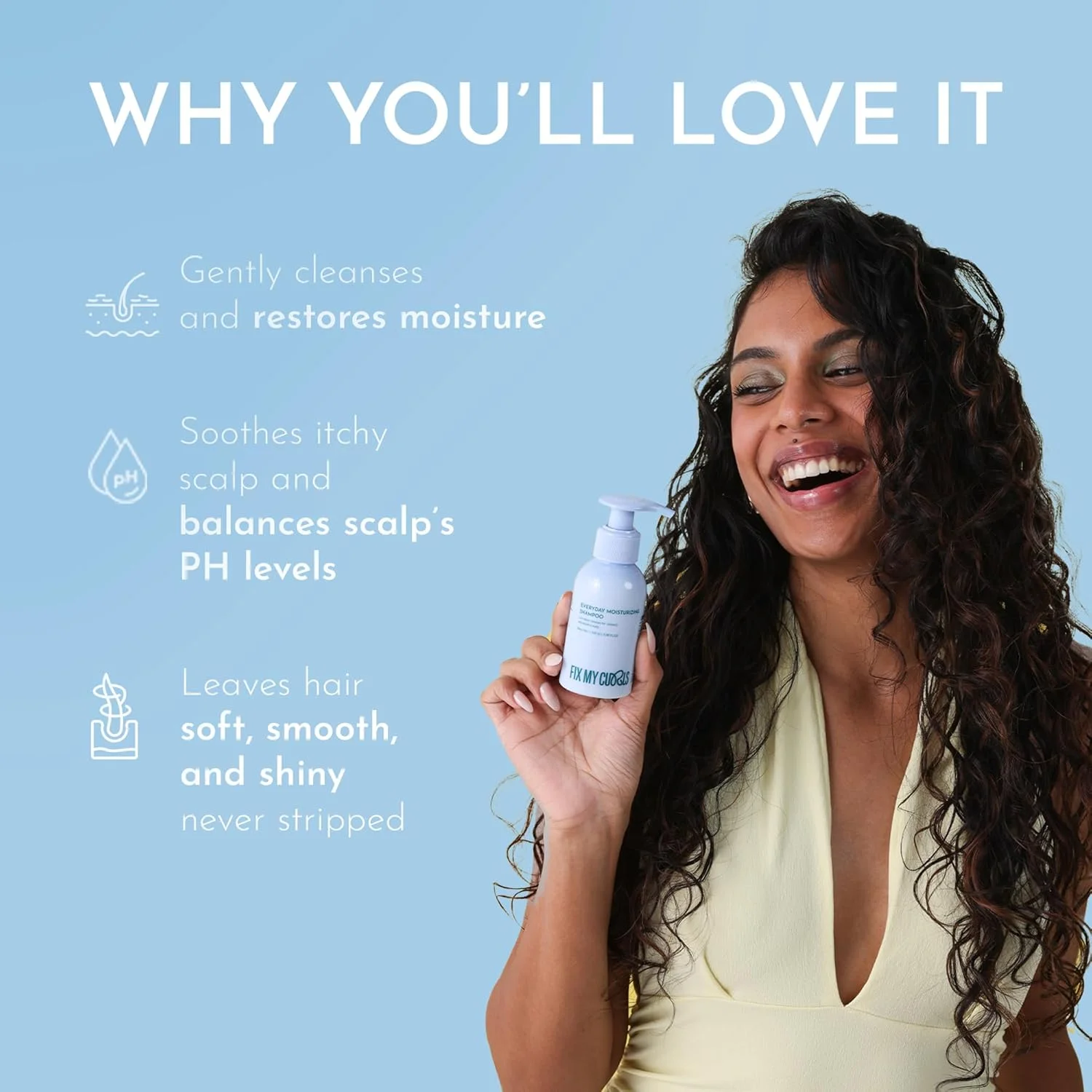 شامپو Evermore فیکس مای کرل برای رطوبت رسانی روزانه، موهای فر و موج دار، 260 میلی لیتر