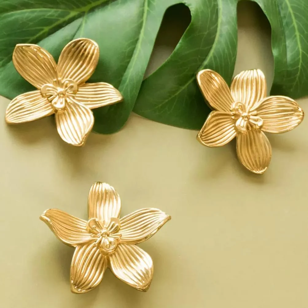 دستگیره های گلبرگ DAPANIY، دستگیره های طلایی برس خورده کابینت، دستگیره های کشو کمد، دستگیره های سخت افزاری درب، بسته 4 عددی