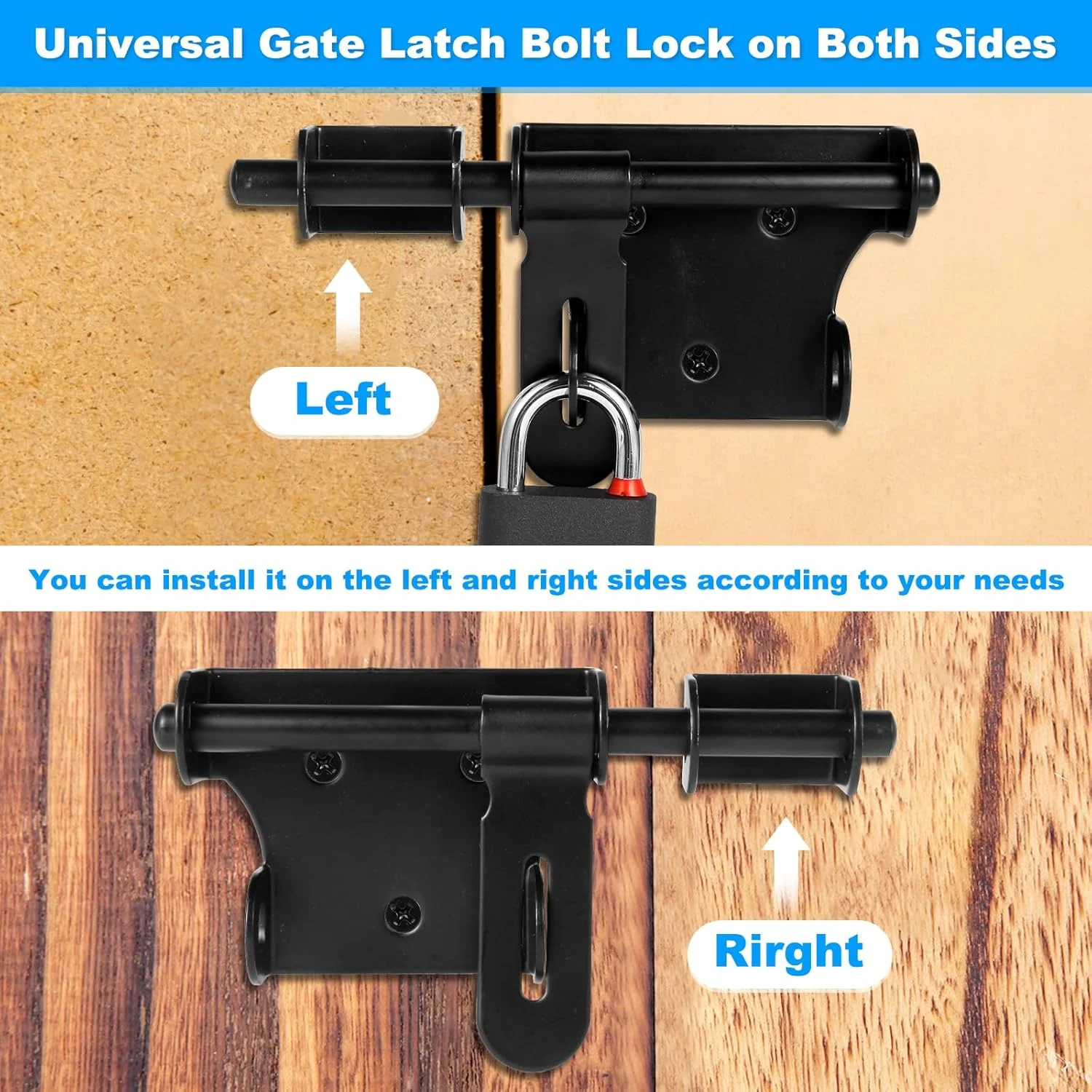 قفل زبانه درب دو طرفه Tahbarshi، 140 میلی متر، با قفل آویز و 3 کلید + 2 عدد قفل درب انبار 180 درجه کشویی، 100 میلی متر، قفل زبانه استیل ضد زنگ