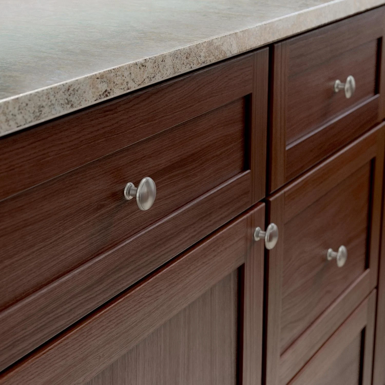 دستگیره کابینت و کشو گرد حلقه دار فرانکلین برنجی، 1-1/4 اینچ (32 میلی متر)، بسته 10 عددی، سخت افزار کابینت نیکل ساتن P35597K-Sn-B