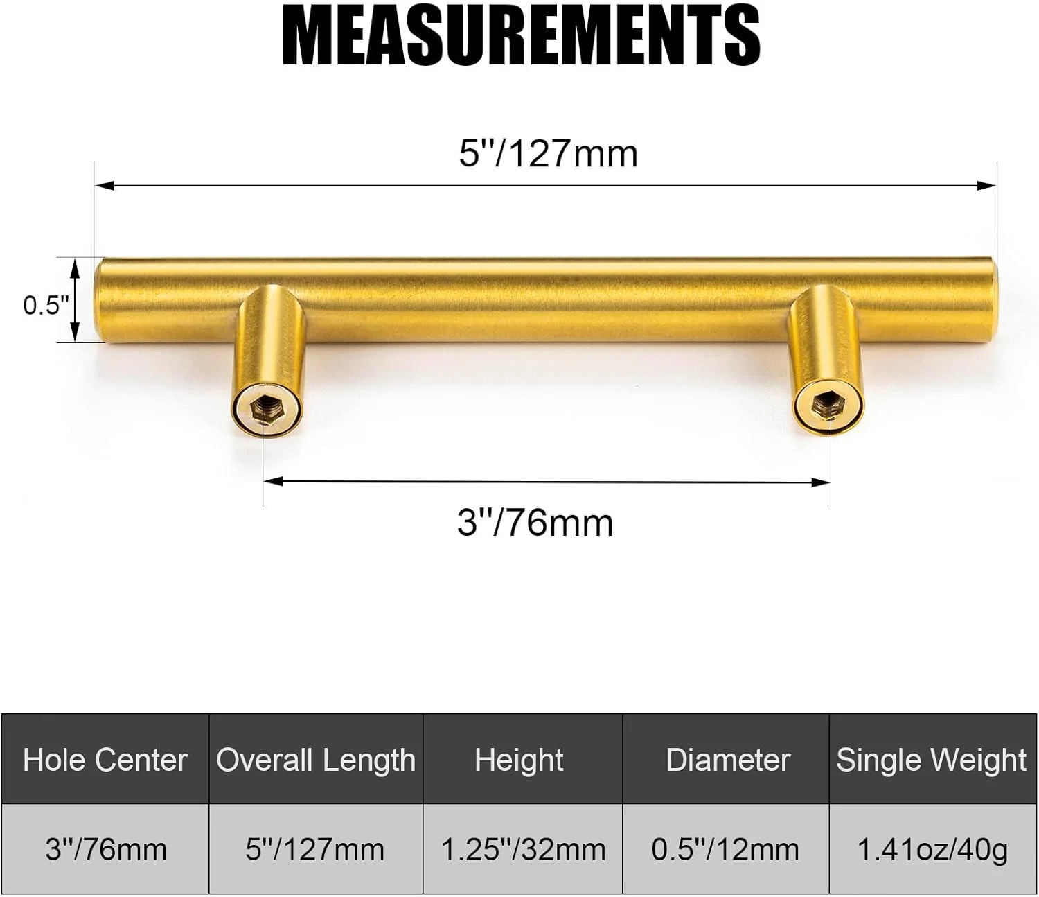 دستگیره کابینت CZC HOME بسته 10 عددی، 5 اینچی، دستگیره کشو استیل ضد زنگ، دستگیره میله ای کابینت، مرکز سوراخ 3 اینچی، دستگیره کابینت با 2 سایز پیچ برای تزئین منزل و آشپزخانه، برنجی برس خورده