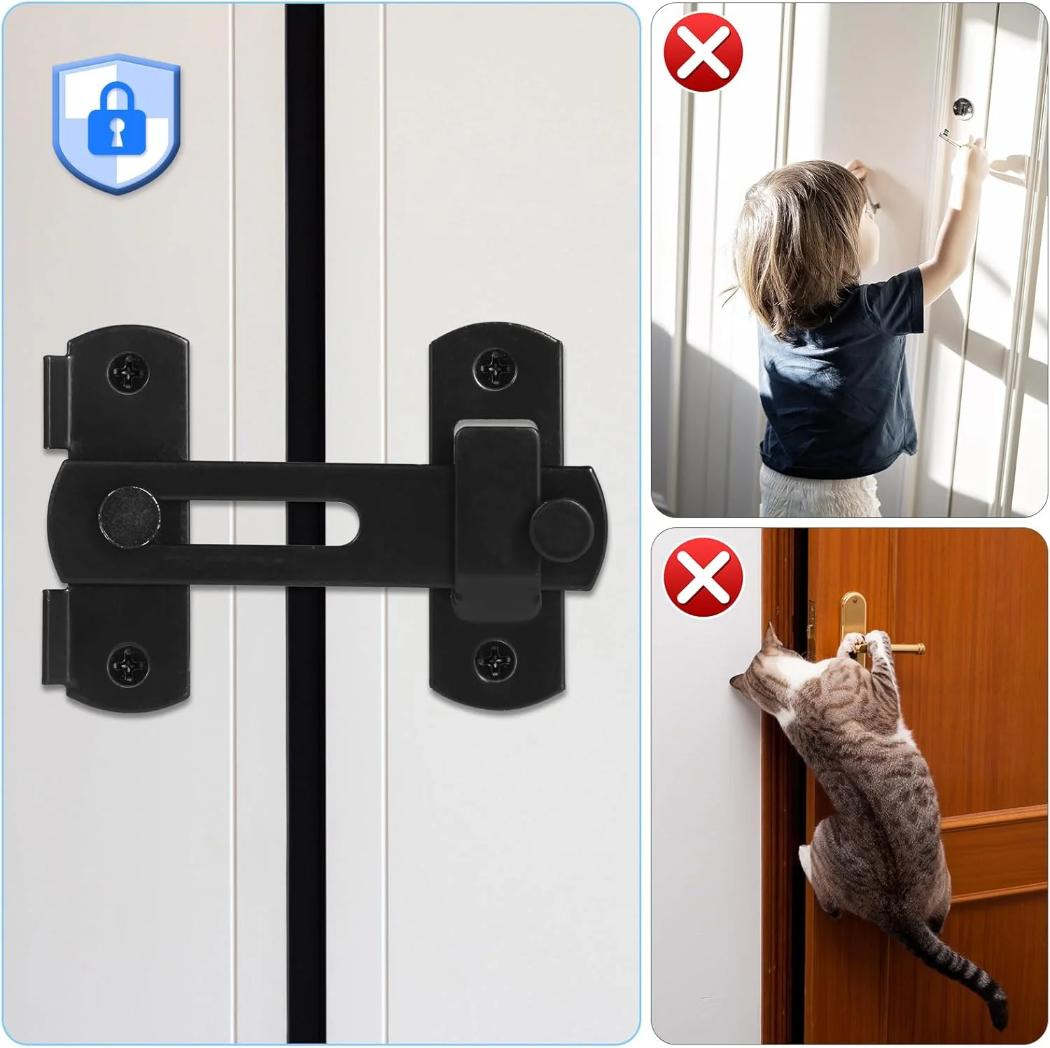 قفل زبانه درب دو طرفه Tahbarshi، 140 میلی متر، با قفل آویز و 3 کلید + 2 عدد قفل درب انبار 180 درجه کشویی، 100 میلی متر، قفل زبانه استیل ضد زنگ