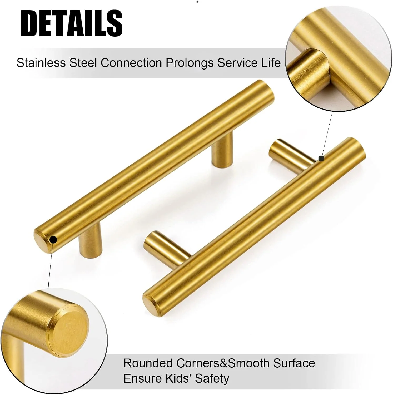 دستگیره کابینت CZC HOME بسته 10 عددی، 5 اینچی، دستگیره کشو استیل ضد زنگ، دستگیره میله ای کابینت، مرکز سوراخ 3 اینچی، دستگیره کابینت با 2 سایز پیچ برای تزئین منزل و آشپزخانه، برنجی برس خورده