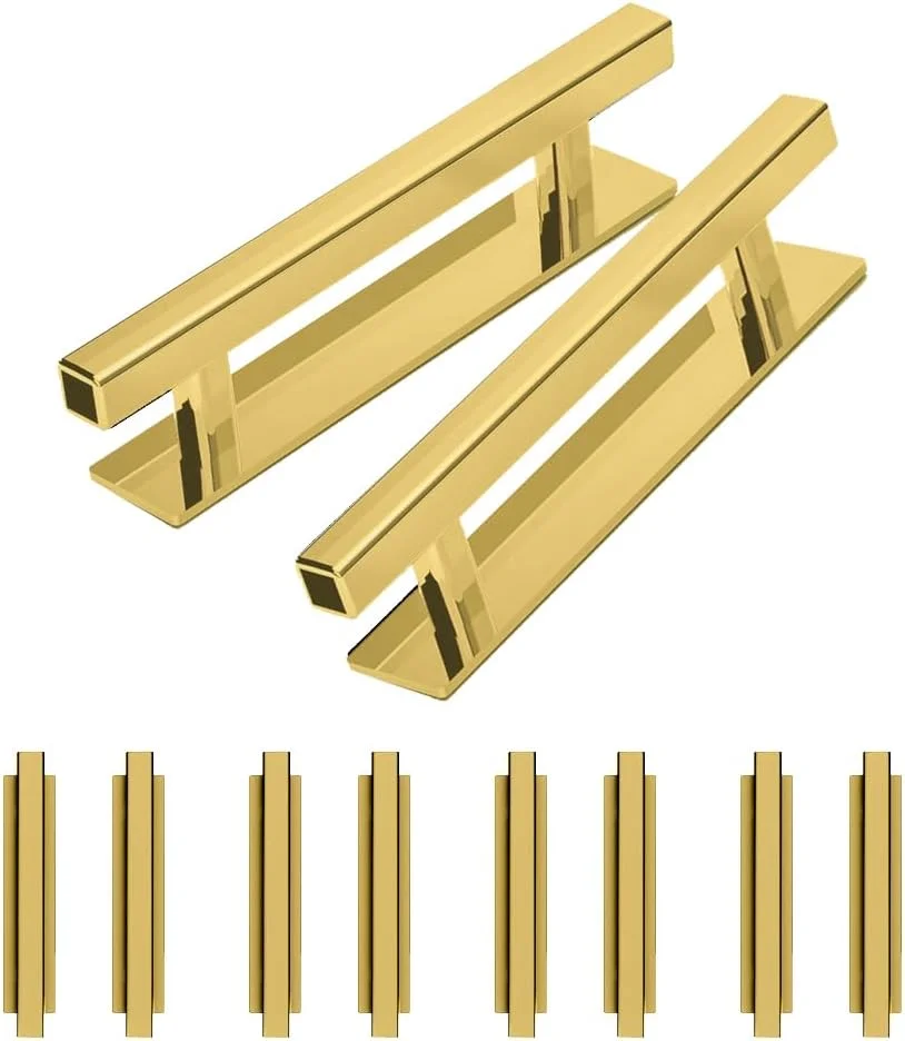 دستگیره فشاری چسبی DBTHTSK، بسته 10 عددی دستگیره پلاستیکی ABS برای کمد، کابینت، کمد دیواری و کشو (طلایی)