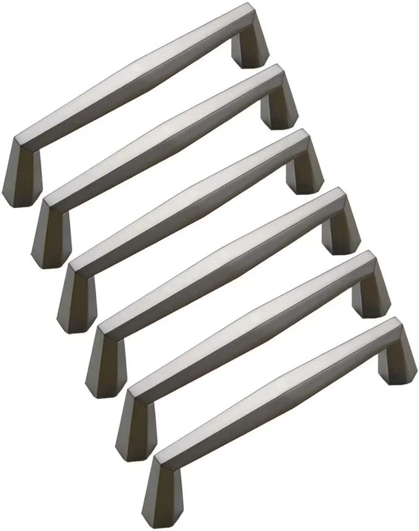 ست 6 عددی دستگیره/دکمه درب کابینت آلیاژ روی، دستگیره کشو کمد آشپزخانه، دستگیره های کلاسیک خاکستری، دستگیره کمانی برای درب کمد