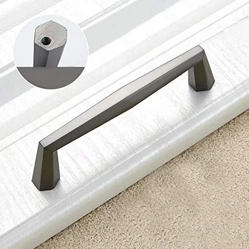 ست 6 عددی دستگیره/دکمه درب کابینت آلیاژ روی، دستگیره کشو کمد آشپزخانه، دستگیره های کلاسیک خاکستری، دستگیره کمانی برای درب کمد