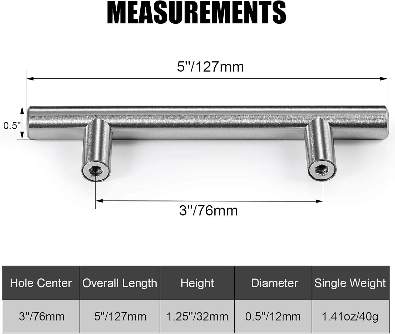 دستگیره کابینت CZC HOME، بسته 10 عددی، 5 اینچی، دستگیره کشو استیل ضد زنگ، دستگیره میله ای کابینت، دستگیره کابینت با مرکز سوراخ 3 اینچی به همراه پیچ در 2 اندازه برای تزئین منزل و آشپزخانه، نیکل برس خورده