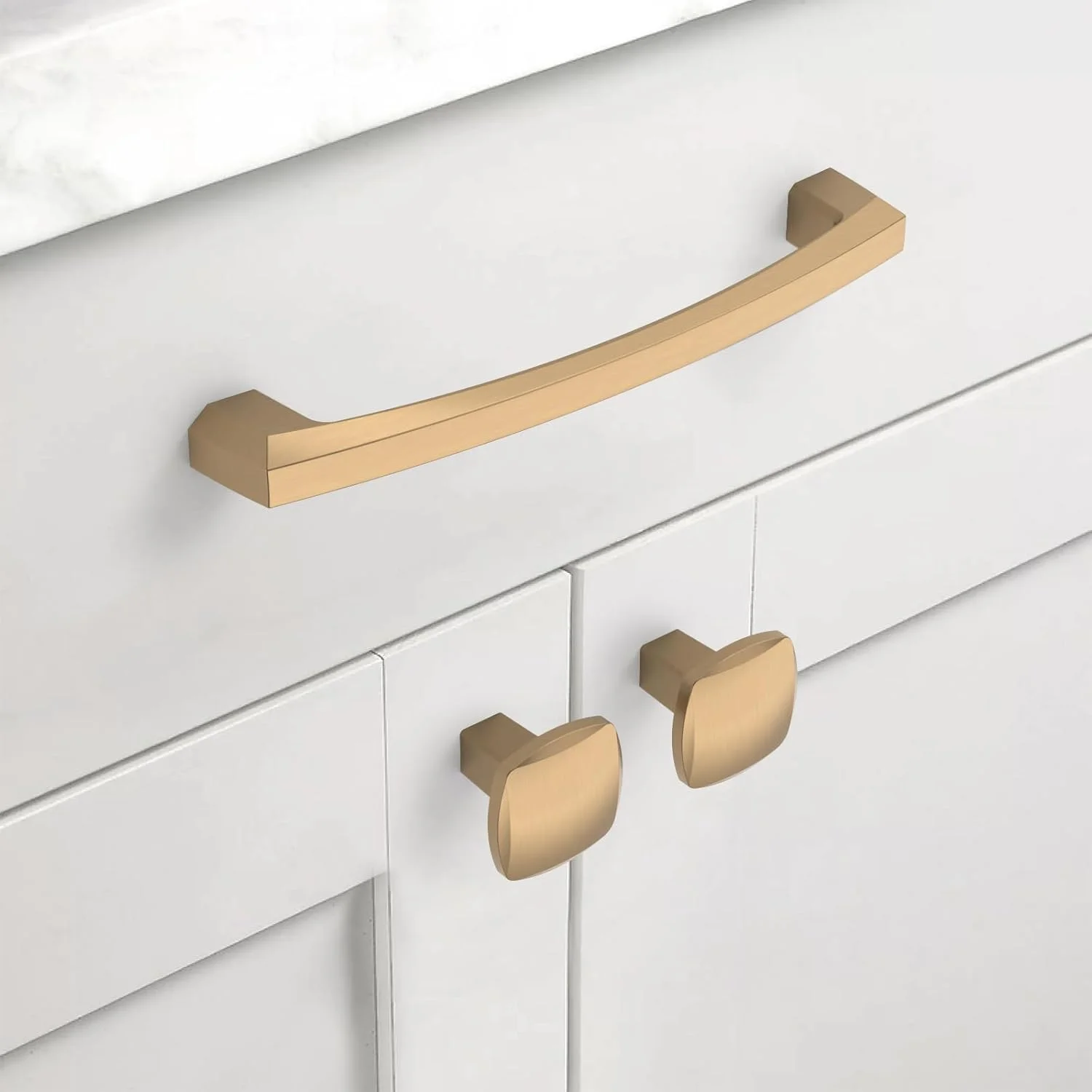 Coinkoly بسته 10 عددی دستگیره کابینت آشپزخانه برنزی شامپاینی 5 اینچی (128 میلی متر) مرکز سوراخ، دستگیره های طلایی کابینت، سخت افزار کشو برای دستگیره های کمد لباس، دستگیره های حمام