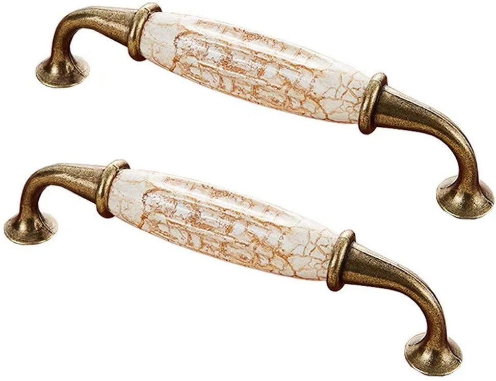 دستگیره کشو کمد لباس کلاسیک، دستگیره درب کابینت آشپزخانه، دستگیره سرامیکی، دستگیره کشو، دستگیره درب کمد، 2 عدد