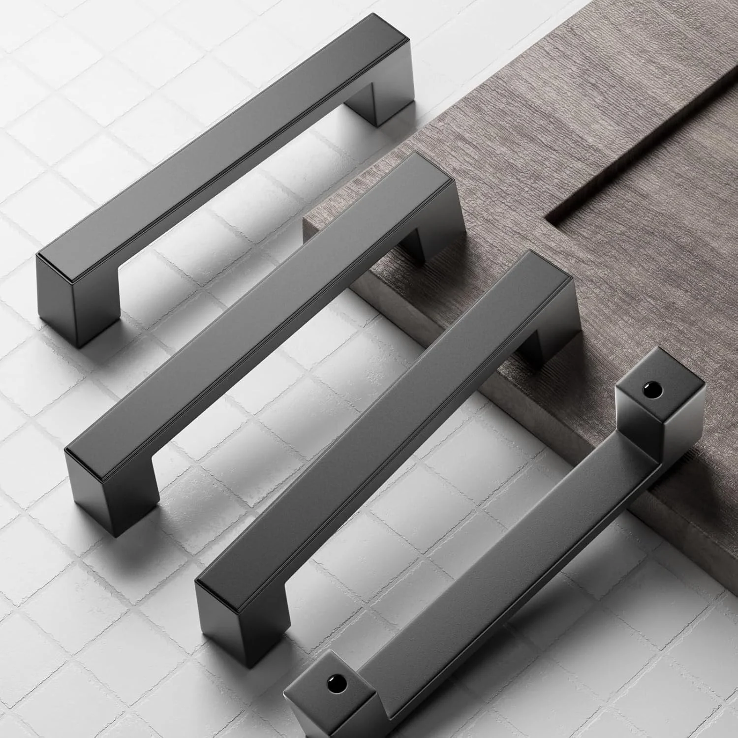 دستگیره کابینت کوبه، بسته 10 عددی، 3 اینچی، دستگیره های جامد - دستگیره های کابینت مشکی مات - دستگیره های مدرن مناسب برای کابینت ها، کشوها، قفسه های کتاب، صندوقچه ها